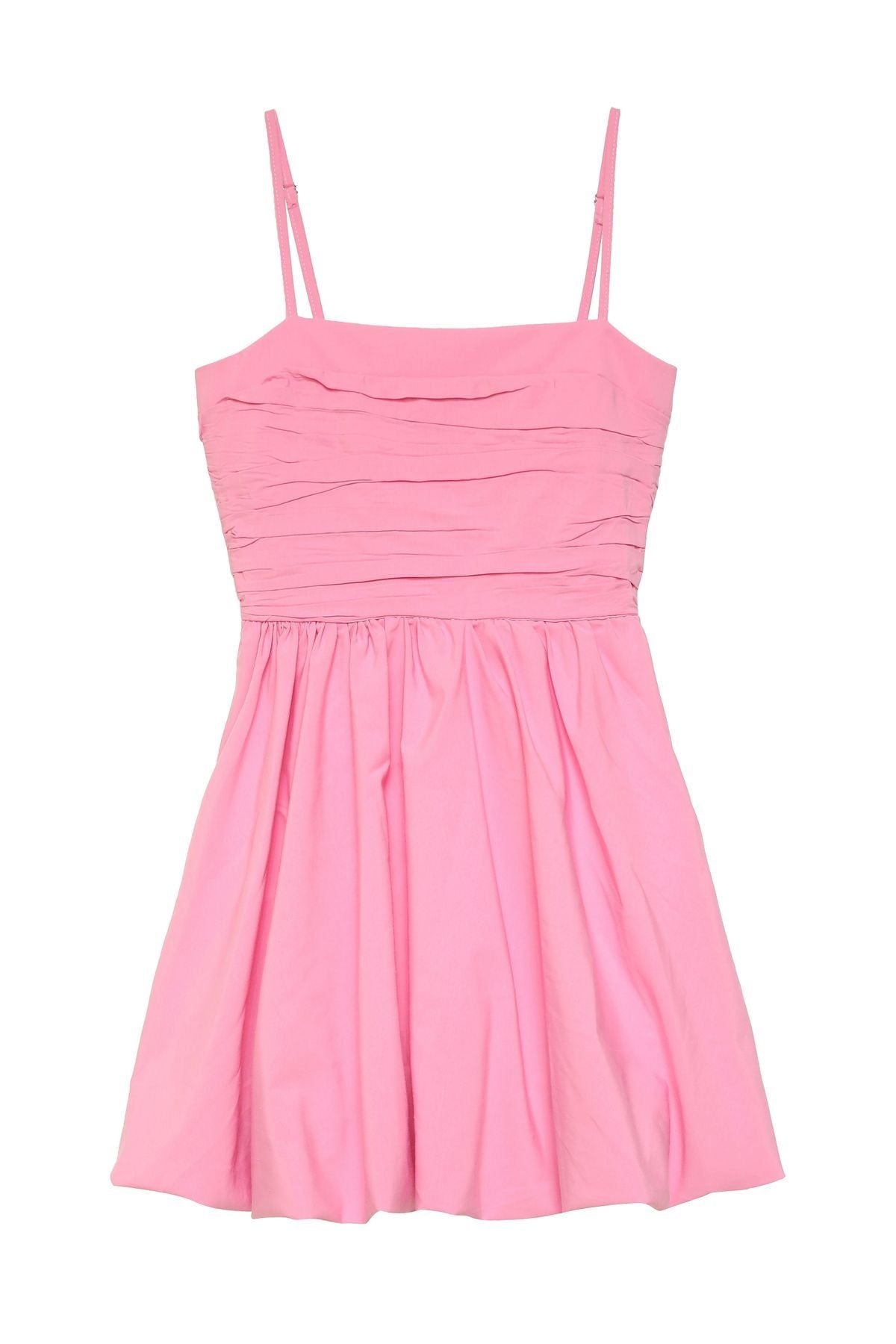 Strap Balloon Mini Dress Pink