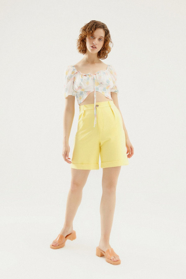 Double Leg High Waist Shorts Yellow