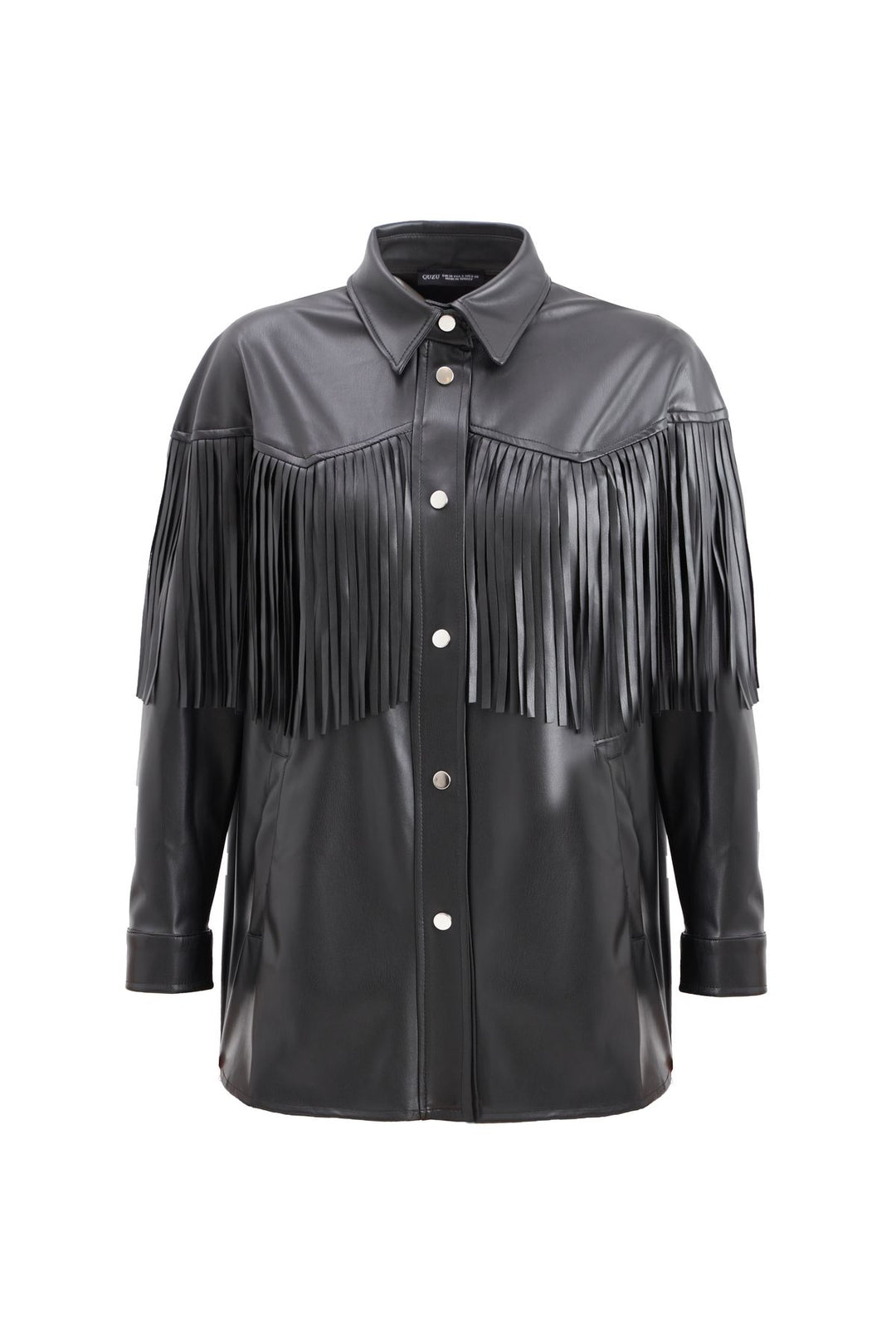 Tasseled Leather Shirt Black