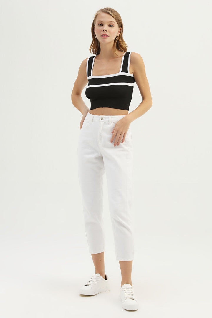 Thick Strap Striped Knitwear Black