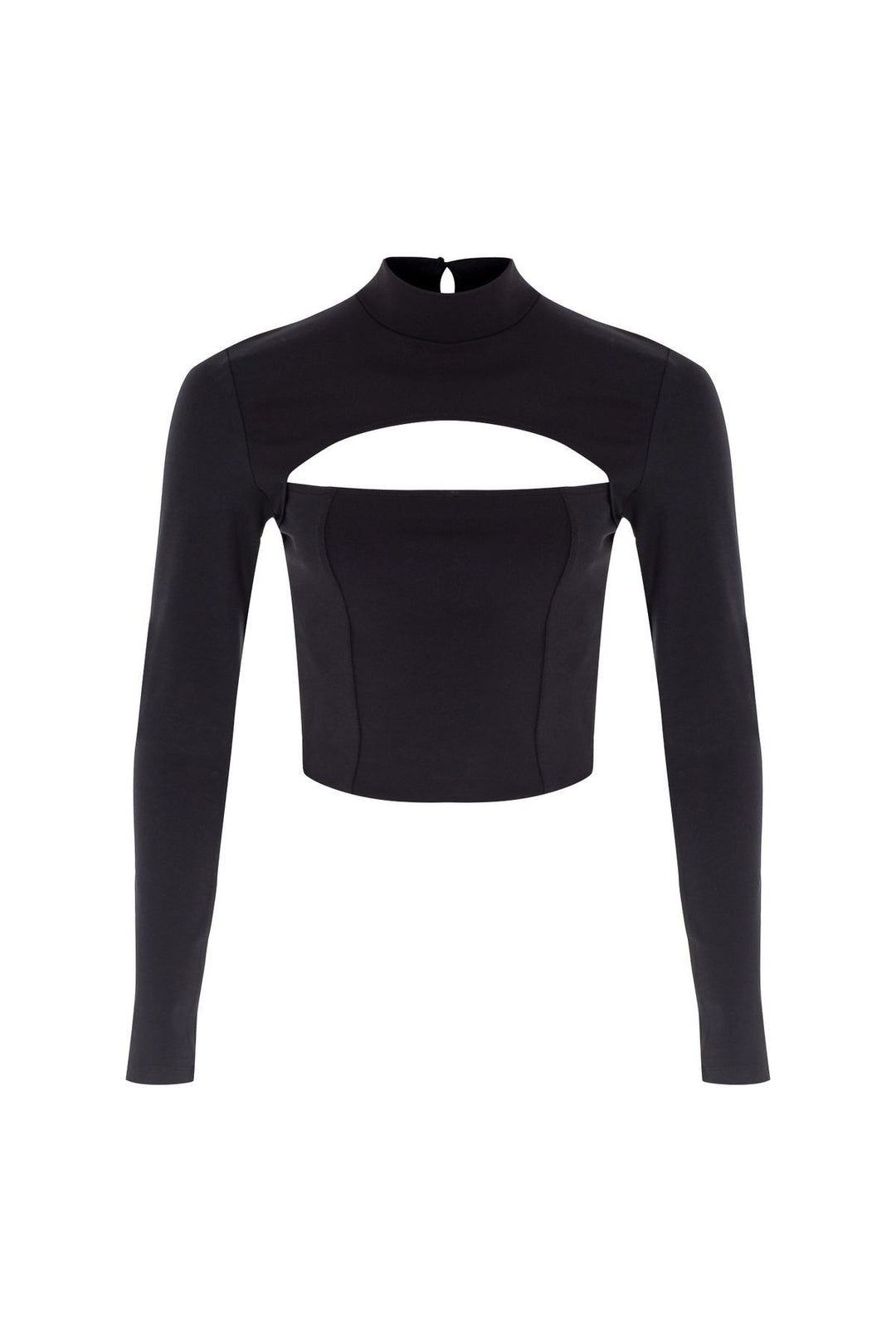 Cut Out Judge Collar Blouse Black