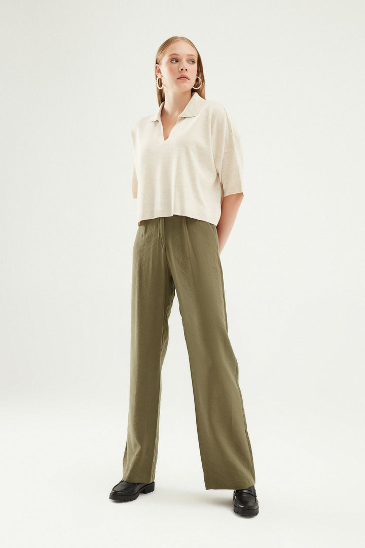 Oversize Polo Collar Knitwear Stone