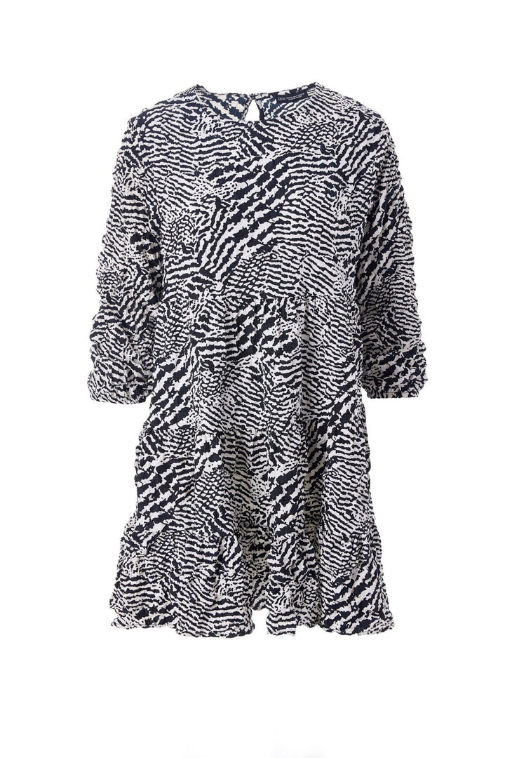 Desenli Uzun Kol Elbise Siyah