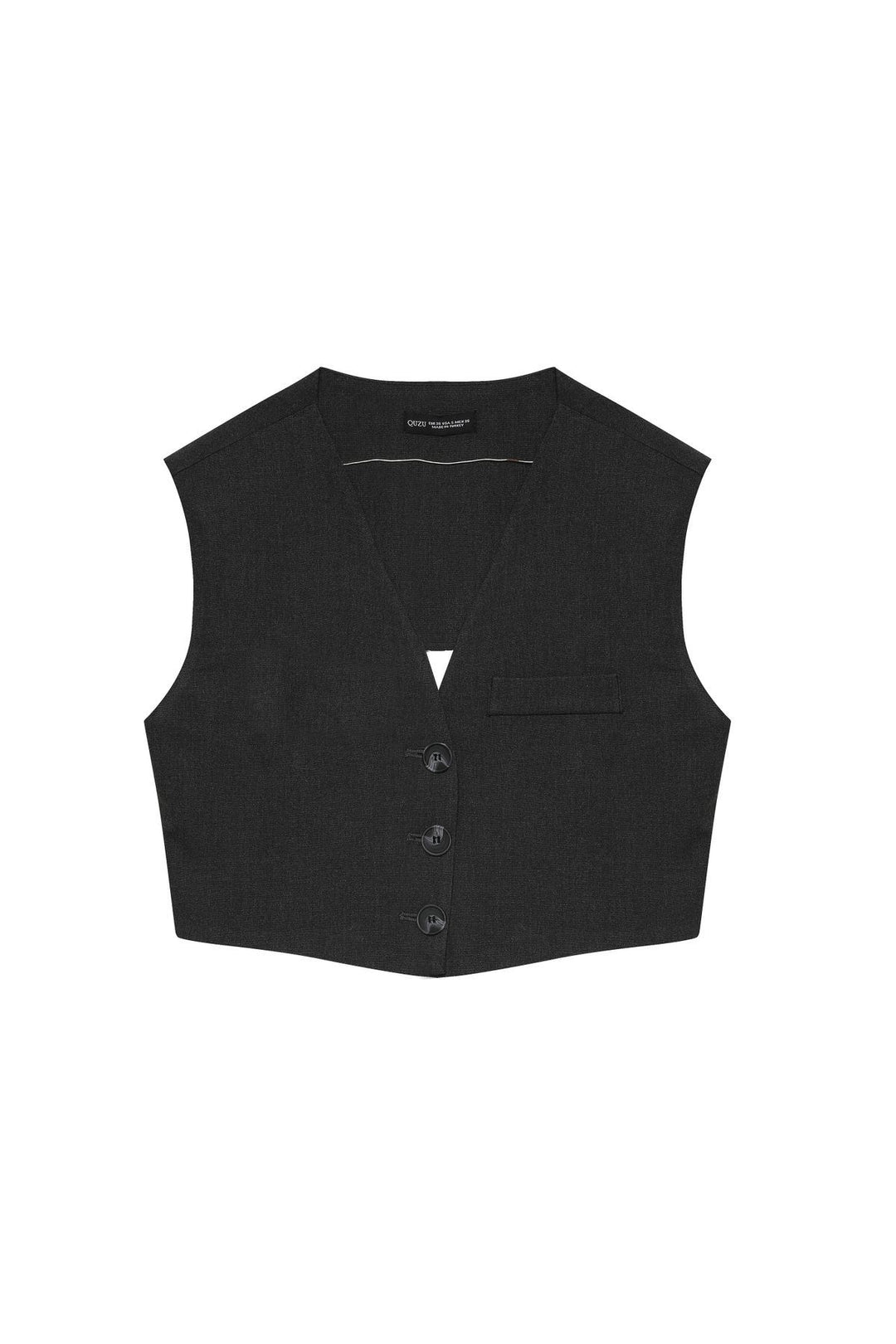 Buttoned Crop Vest Anthracite