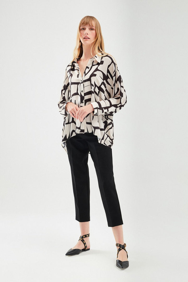 Striped Oversize Shirt Stone