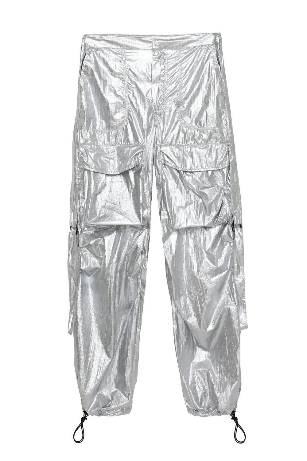 Shiny Cargo Pants Silver