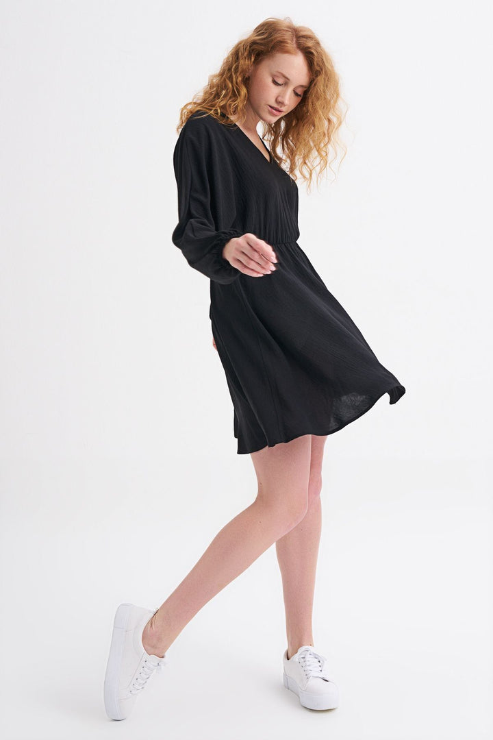 V Neck Midi Dress Black