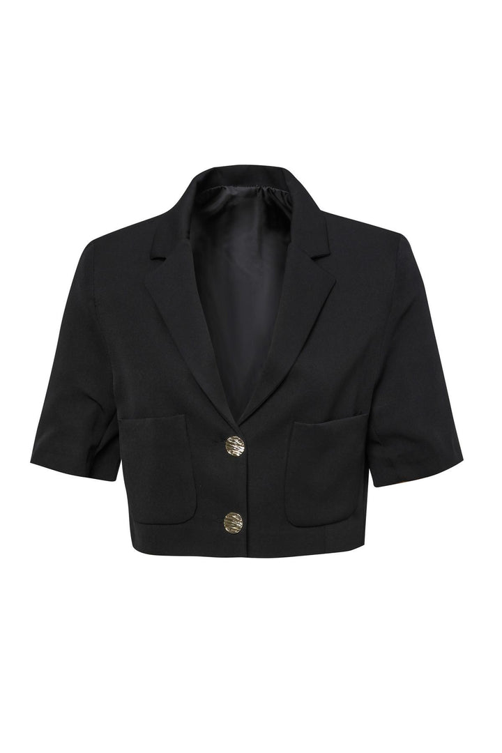 Pocket Detailed Crop Blazer Jacket Black