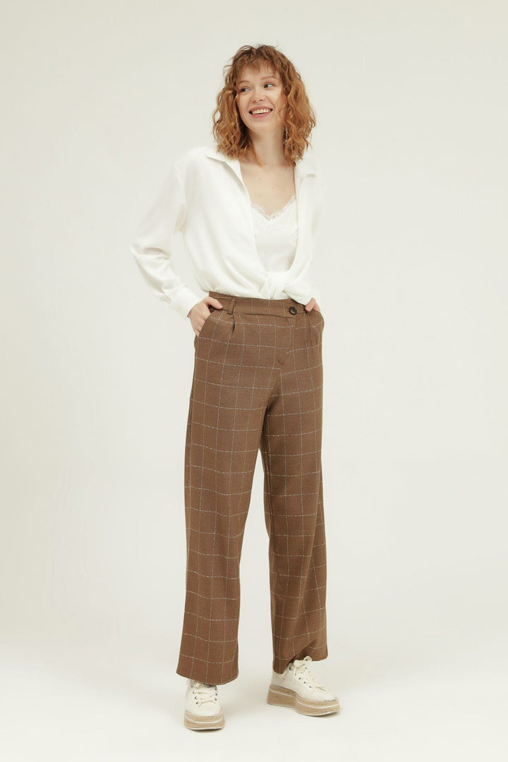 Palazzo Striped Trousers Brown