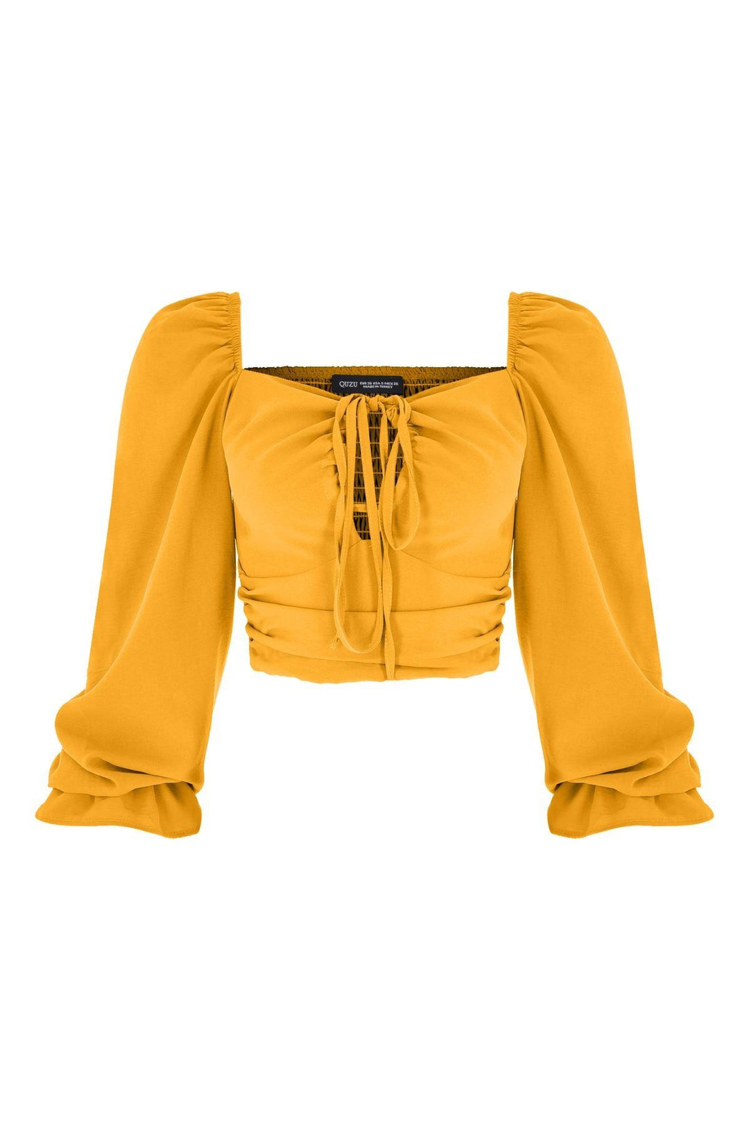 Tie Detailed Balloon Sleeve Blouse Orange