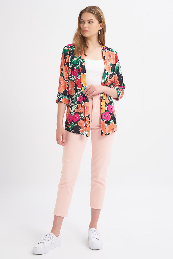 Desenli Şal Yaka Ceket Oranj