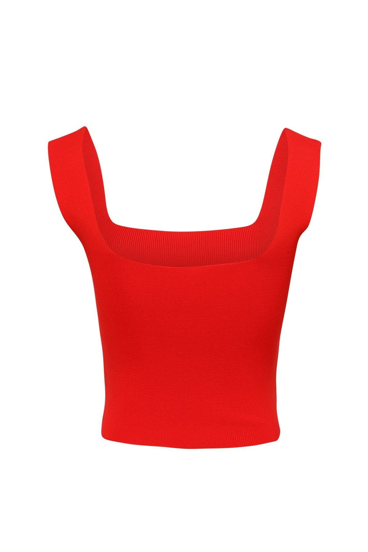 Strap Square Collar Knitwear Red