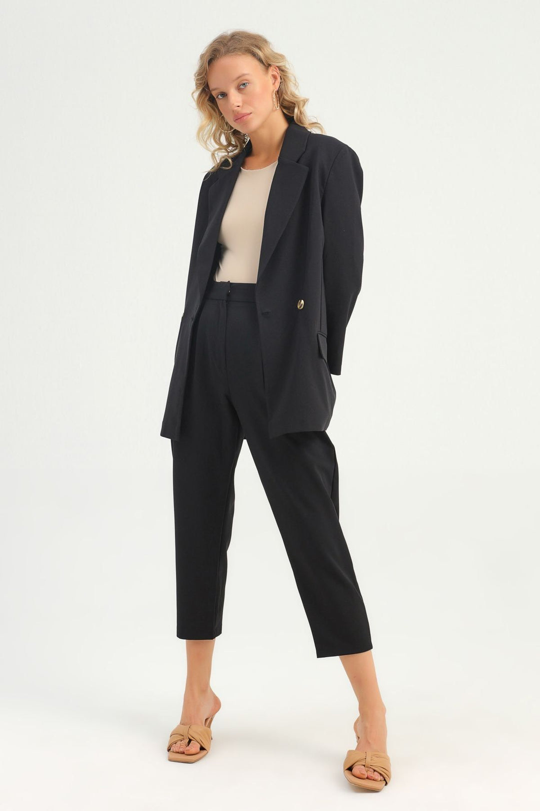 Double Breasted Blazer Jacket Black