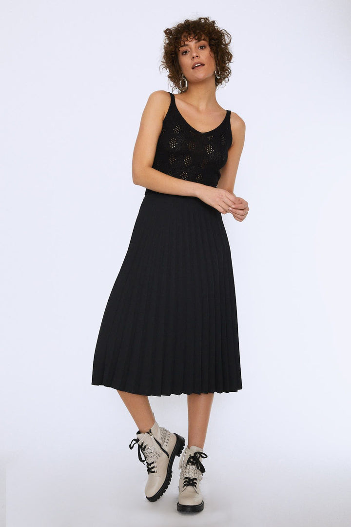 Hanging Openwork V Neck Knitwear Black