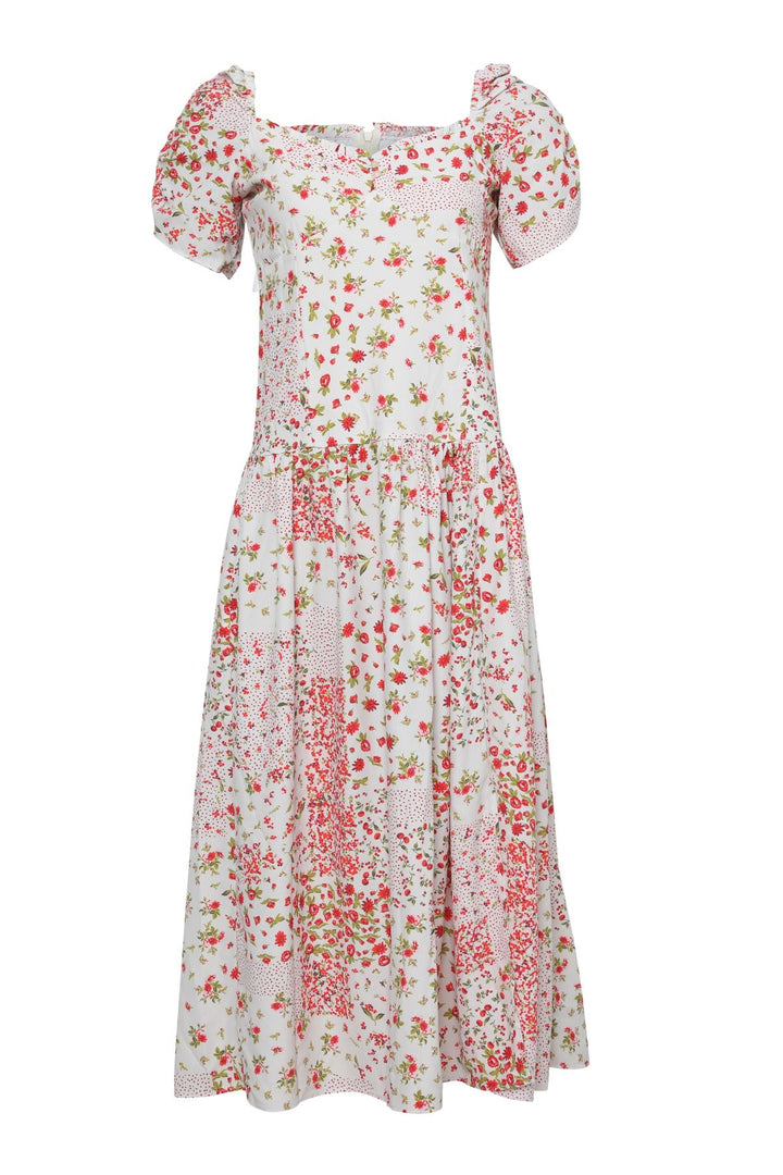 Floral Slit Dress White