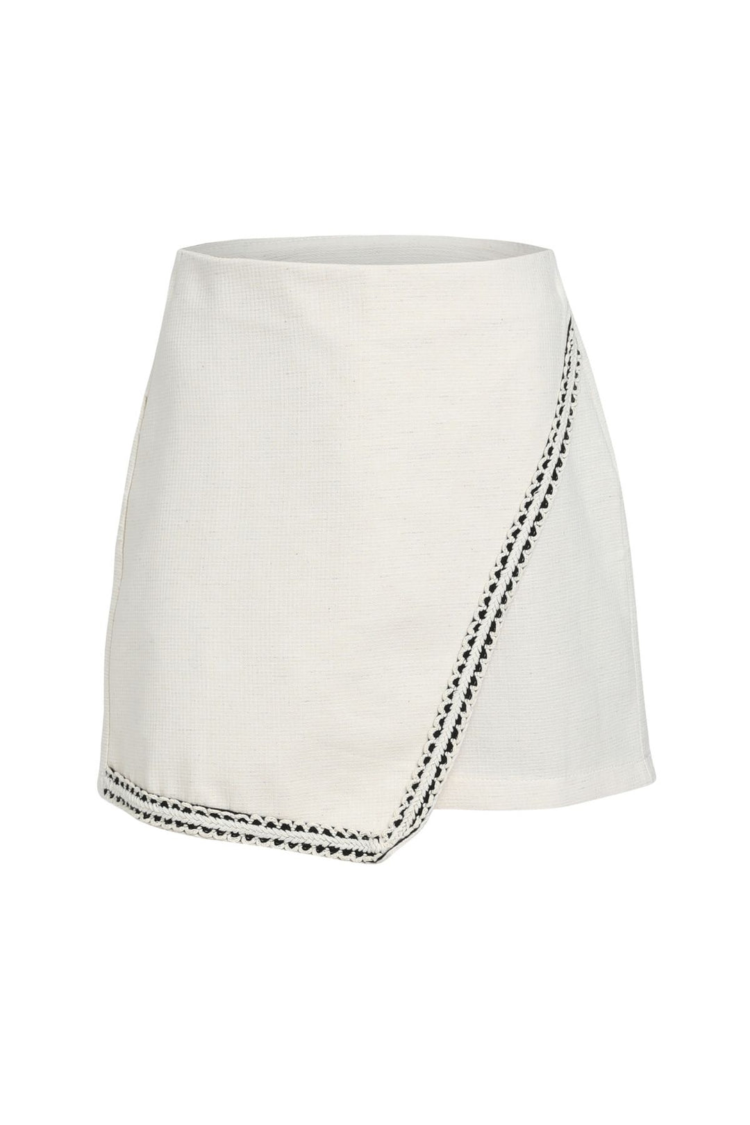 Striped Linen Short Skirt Natural