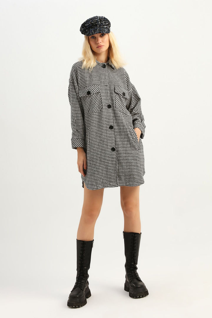 Pocket Long Shirt Jacket Black