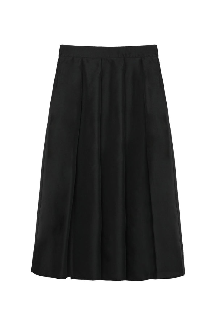 Pleated Pocket Midi Skirt Black