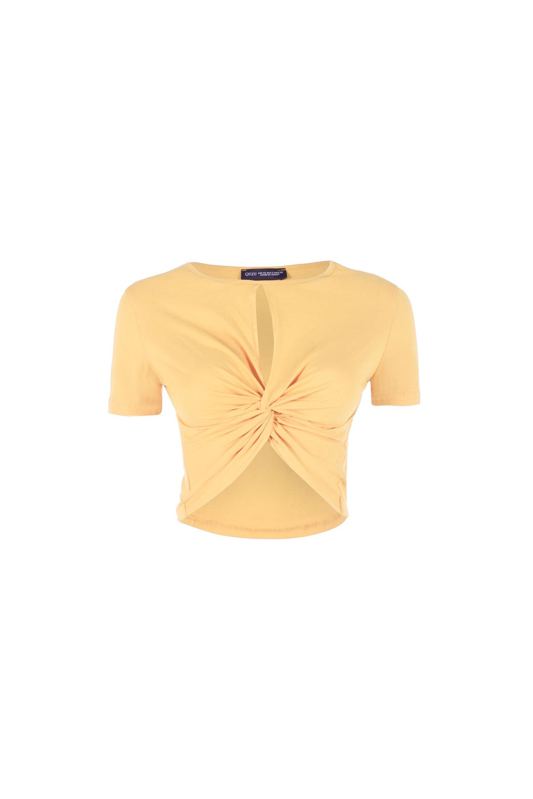 Düğüm Detaylı Crop Tişört Sarı