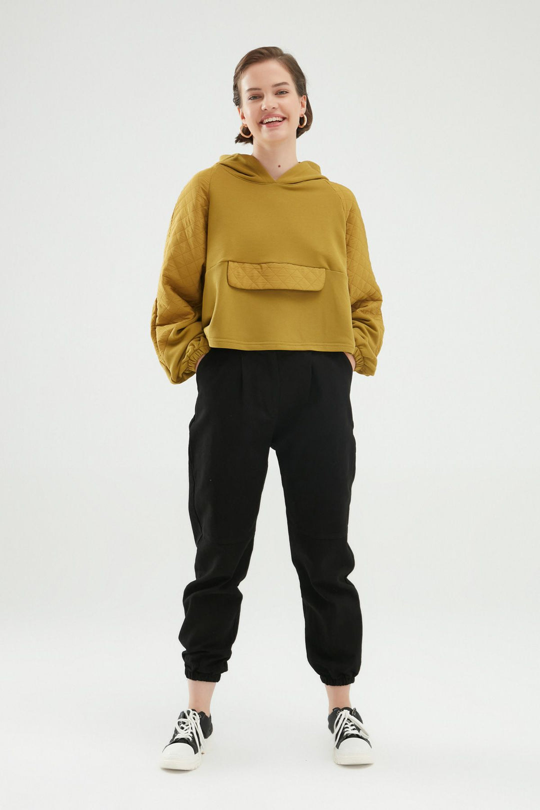 Quilted Detail Sweatshirt Olive