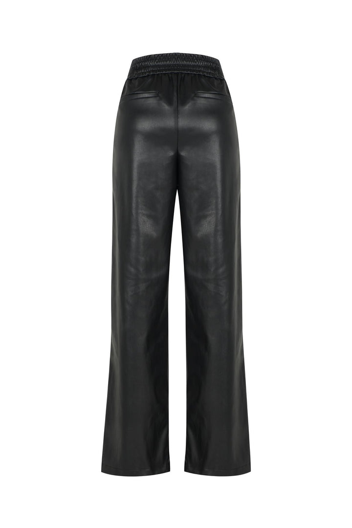 Beli Lastikli Deri Pantolon Siyah