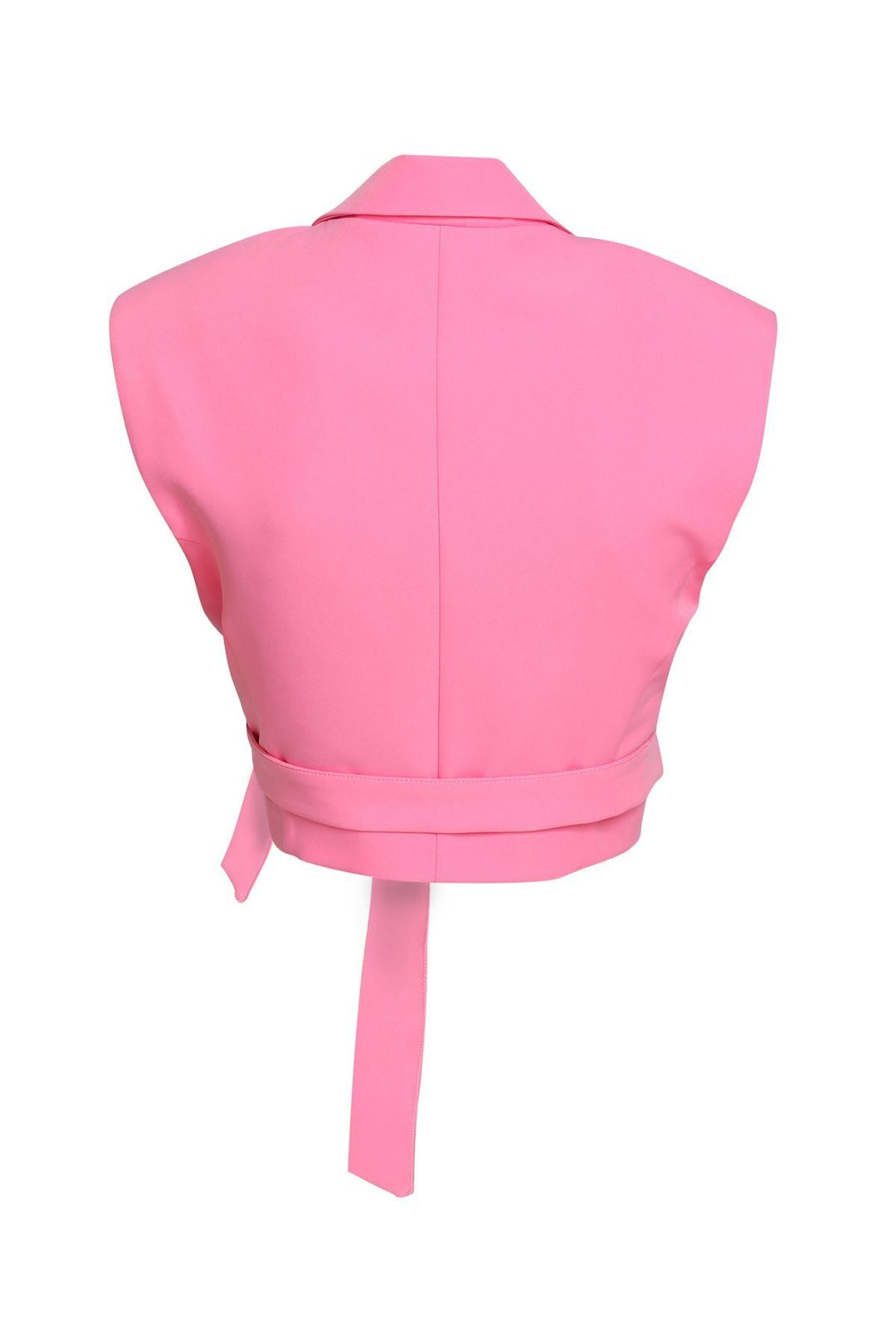 Bağlama Detaylı Crop Yelek Şeker Pembe