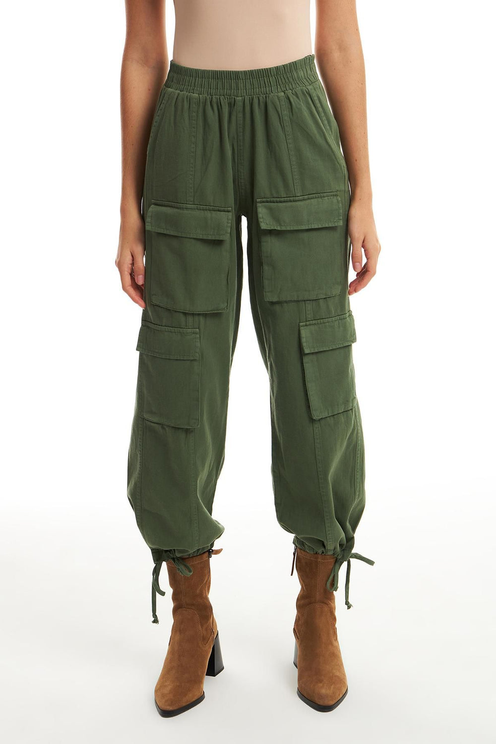 Elastic Cargo Trousers Khaki