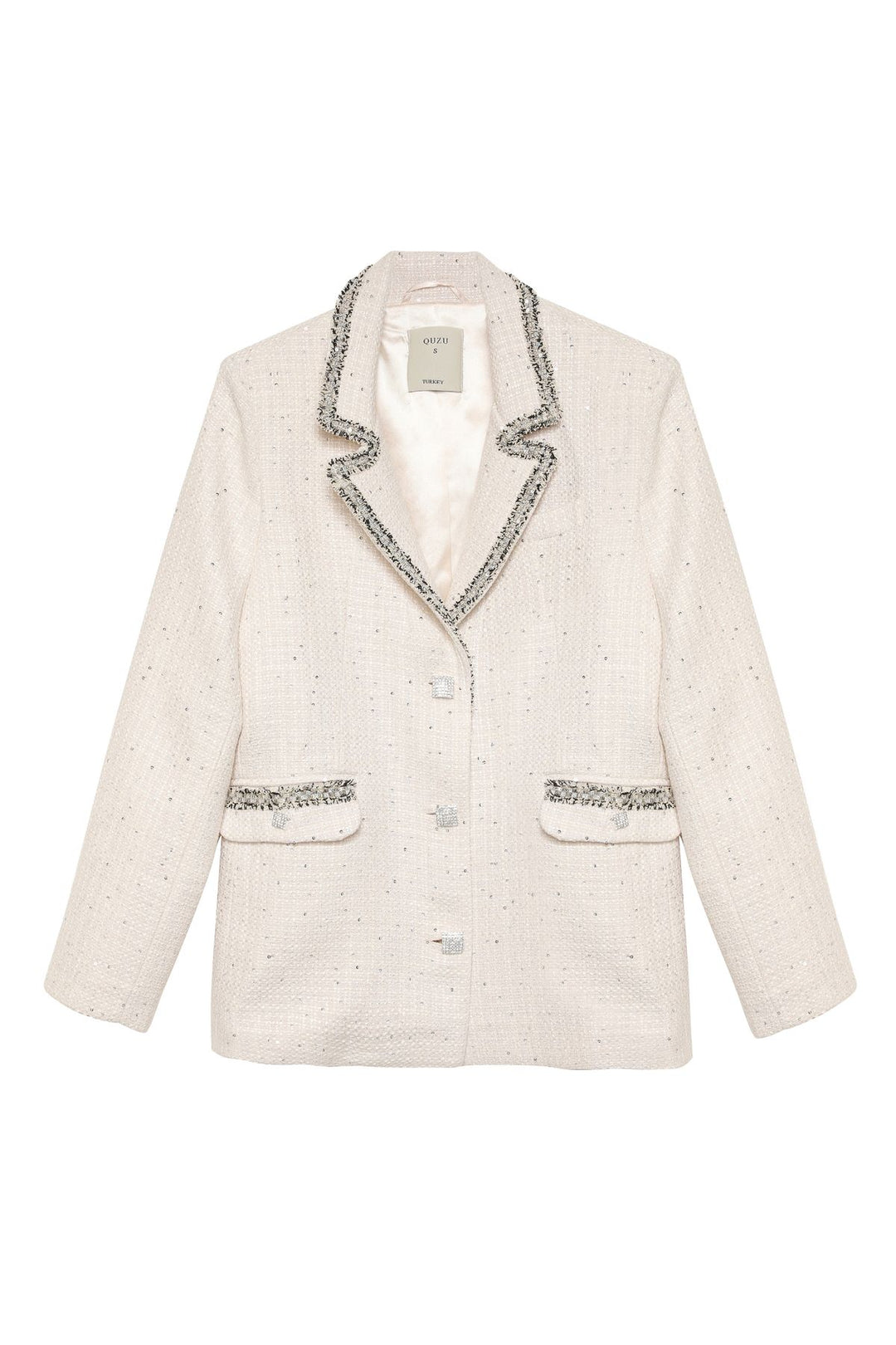 Pul Detaylı Blazer Ceket Ekru