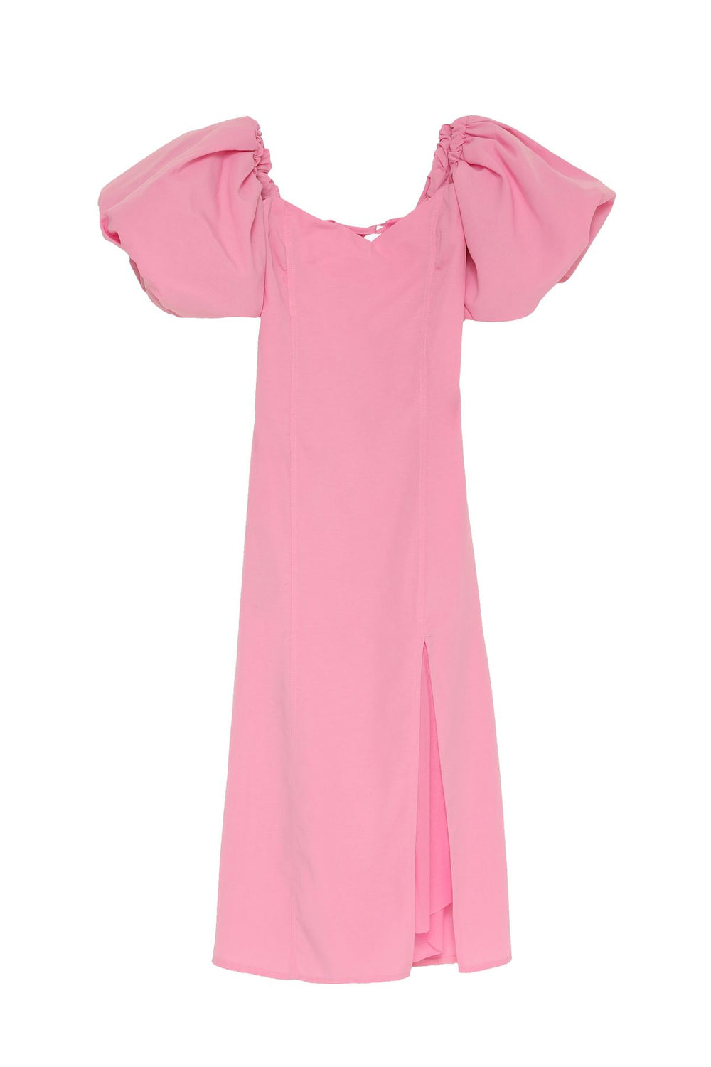Balloon Sleeve Detailed Slit Dress Pink