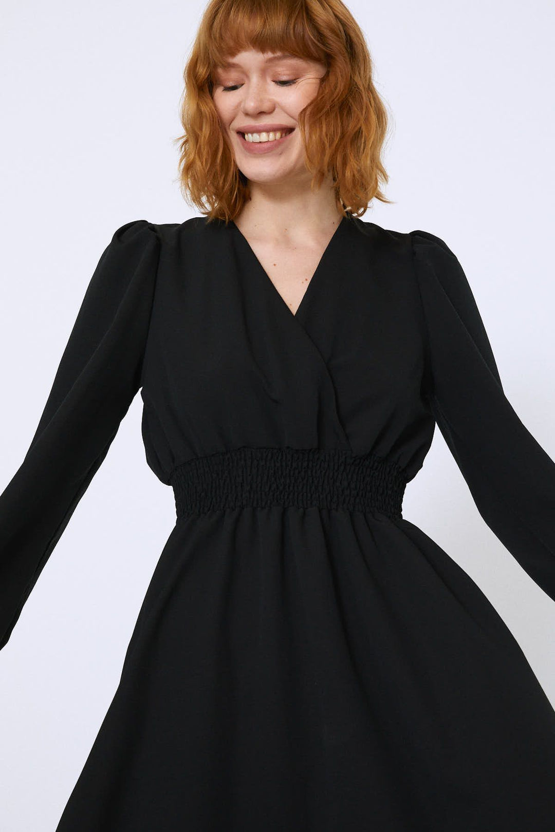 Waist Gipple Double Breasted Dress Black