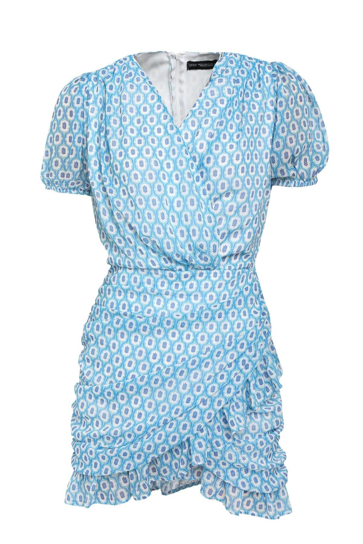 Double Breasted Chiffon Mini Dress Blue – QUZU