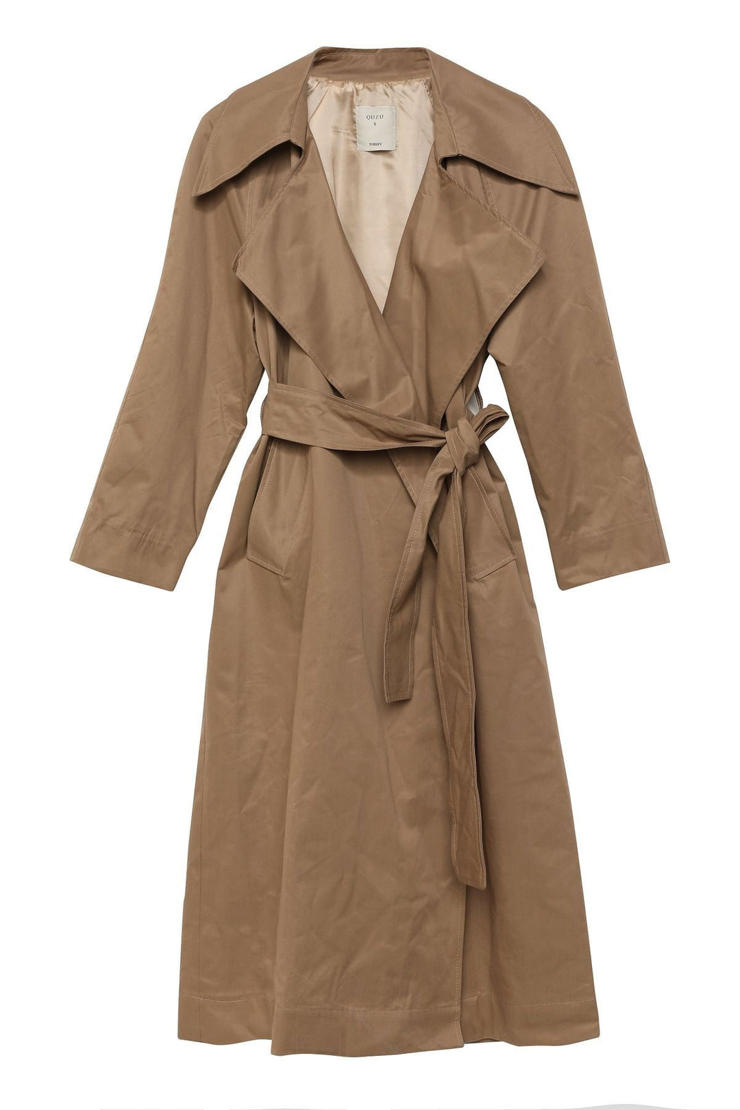 Oversize Long Trench Coat Beige