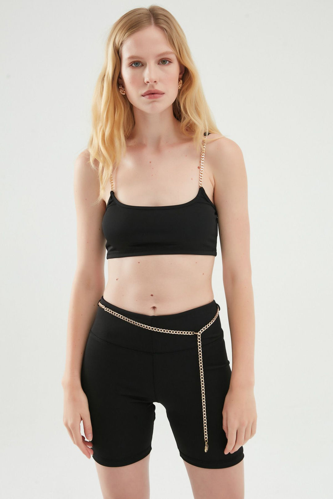 Zincir Kemerli Biker Tayt Siyah