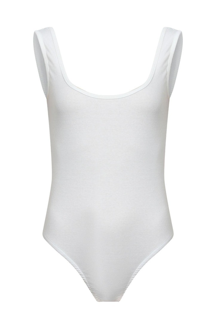 Low Back Strap Bodysuit White
