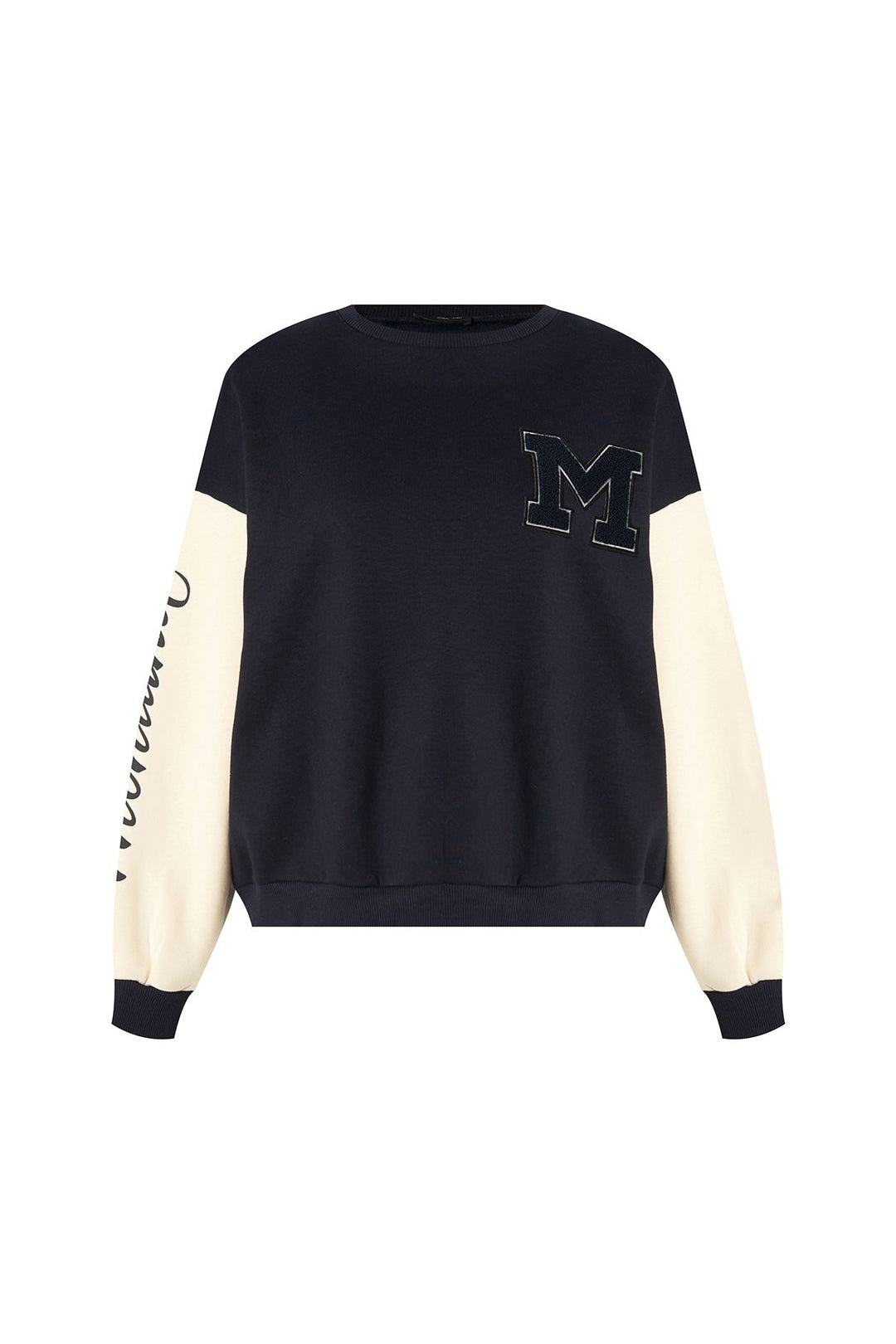 Sleeve Printed Sweatshirt Navy