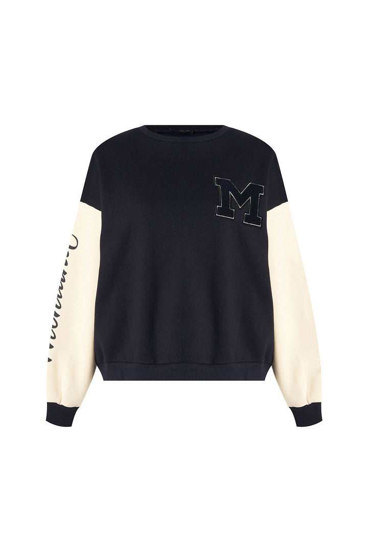 Sleeve Printed Sweatshirt Navy