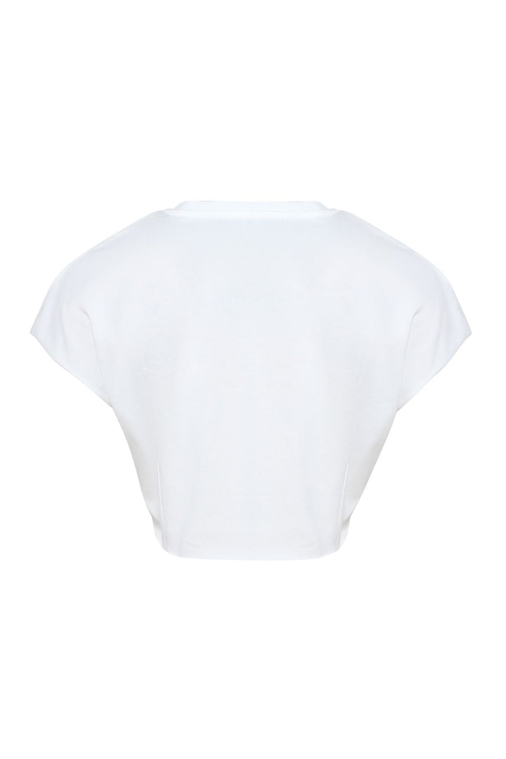 Front Printed Crop T-Shirt White