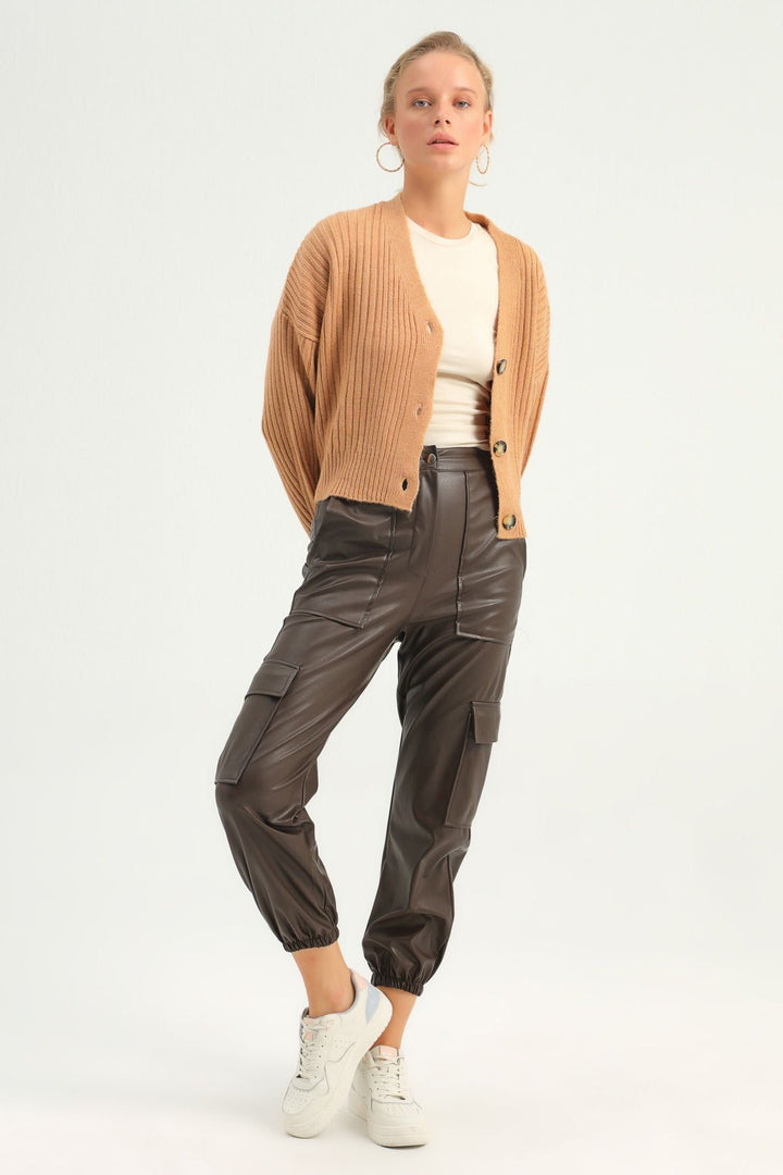 Düğmeli Hırka Camel