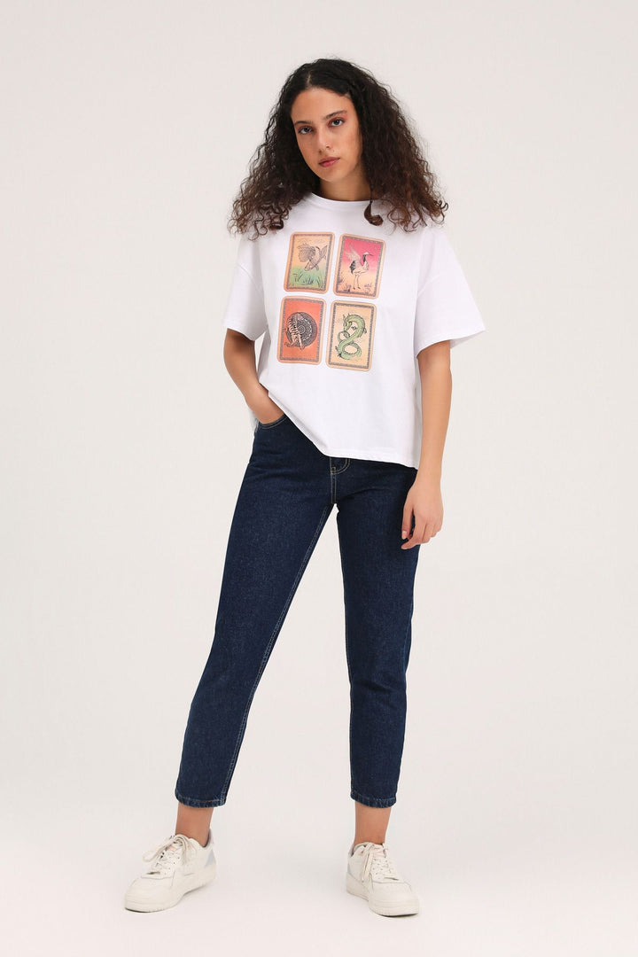 Printed Crop T-Shirt White