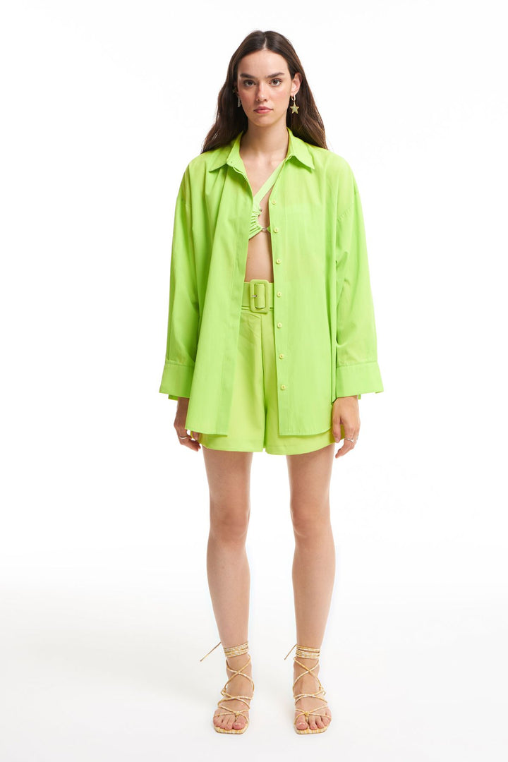 Oversize Gömlek Neon Yeşil