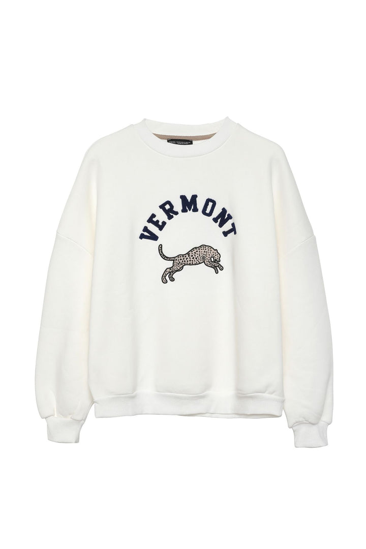 Embroidery Detailed Oversize Sweatshirt Ecru