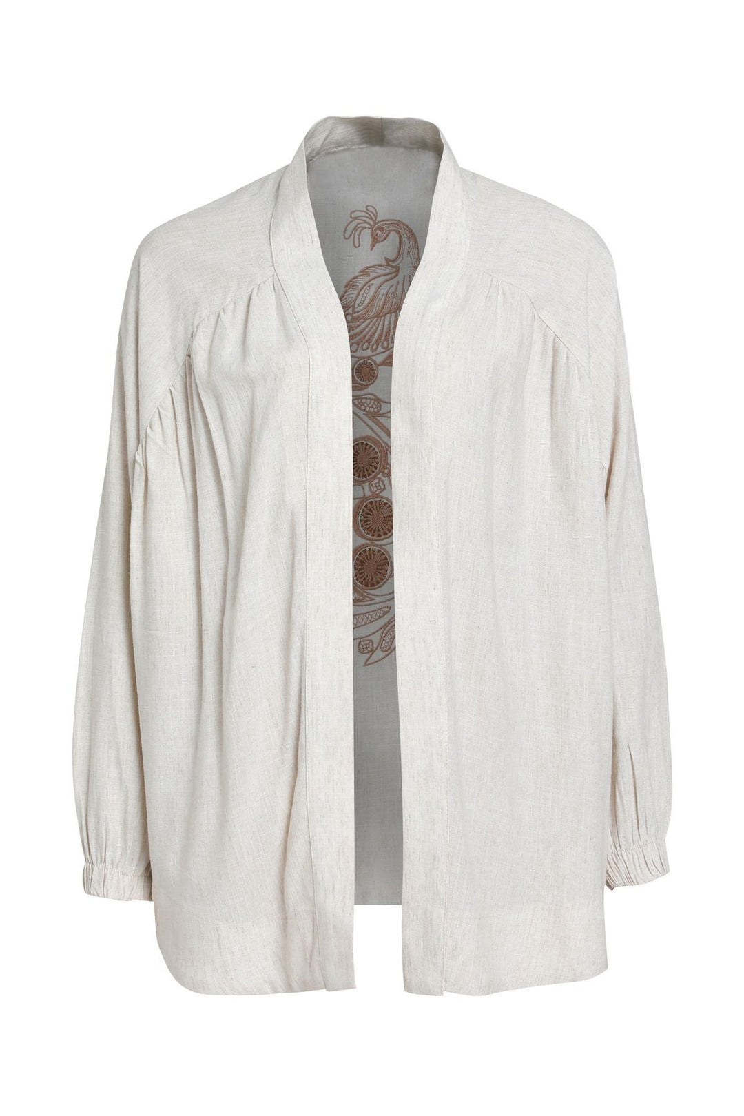 Embroidered Kimono Jacket Natural