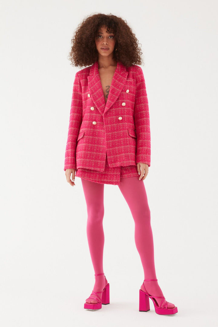 Kruvaze Tüvit Blazer Ceket Fuşya
