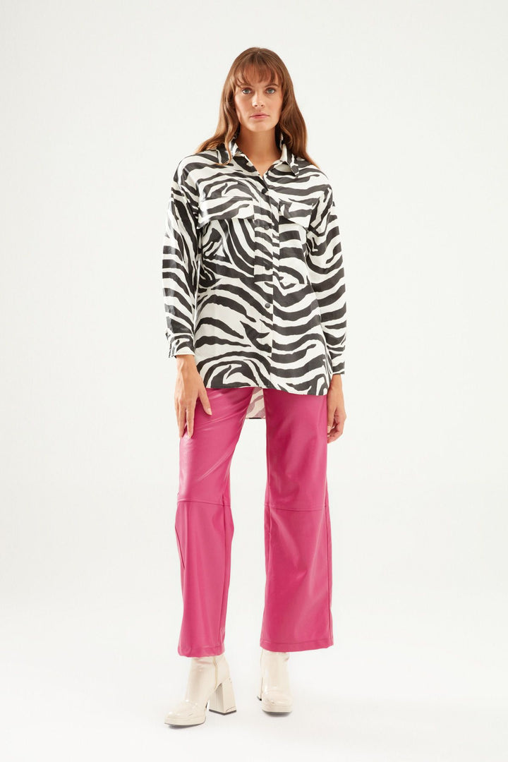 Zebra Deri Gömlek Siyah