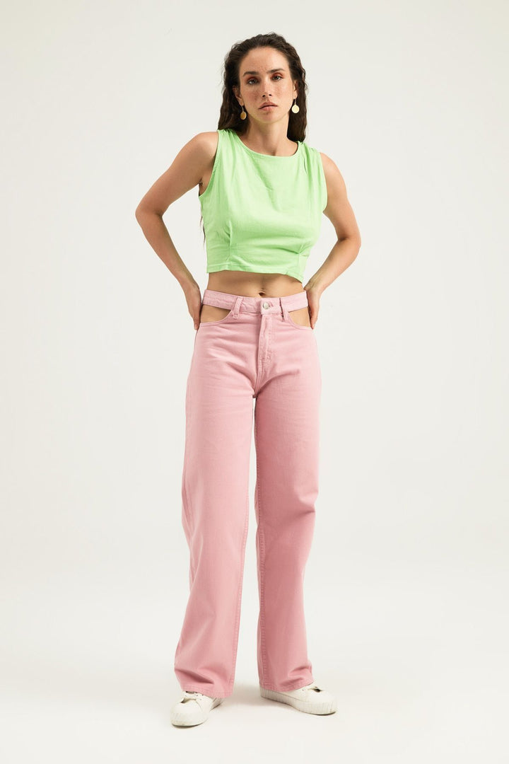 Omuzları Büzgülü Tişört Yeşil