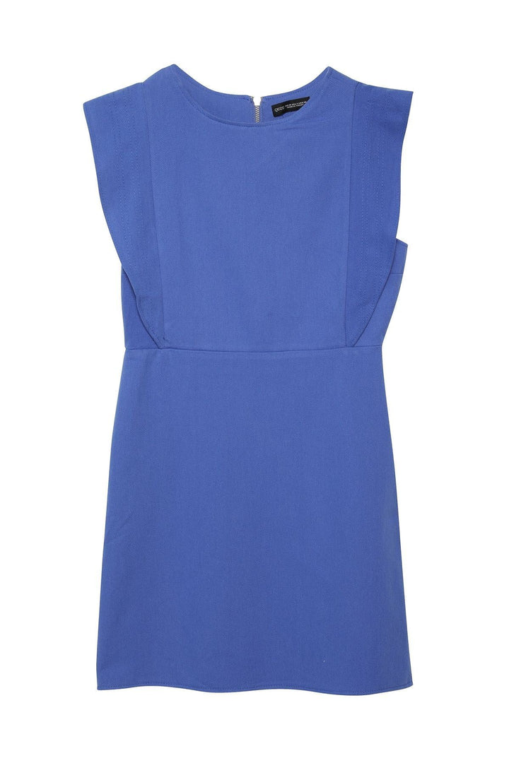 Ruffled Gabardine Dress Dark Blue