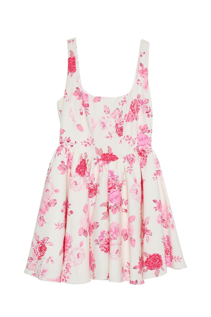 Underwire Detailed Floral Mini Dress Ecru
