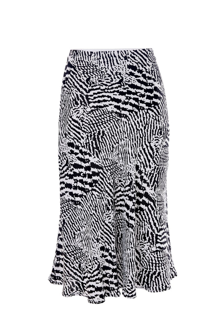 Zebra Satin Midi Skirt Black