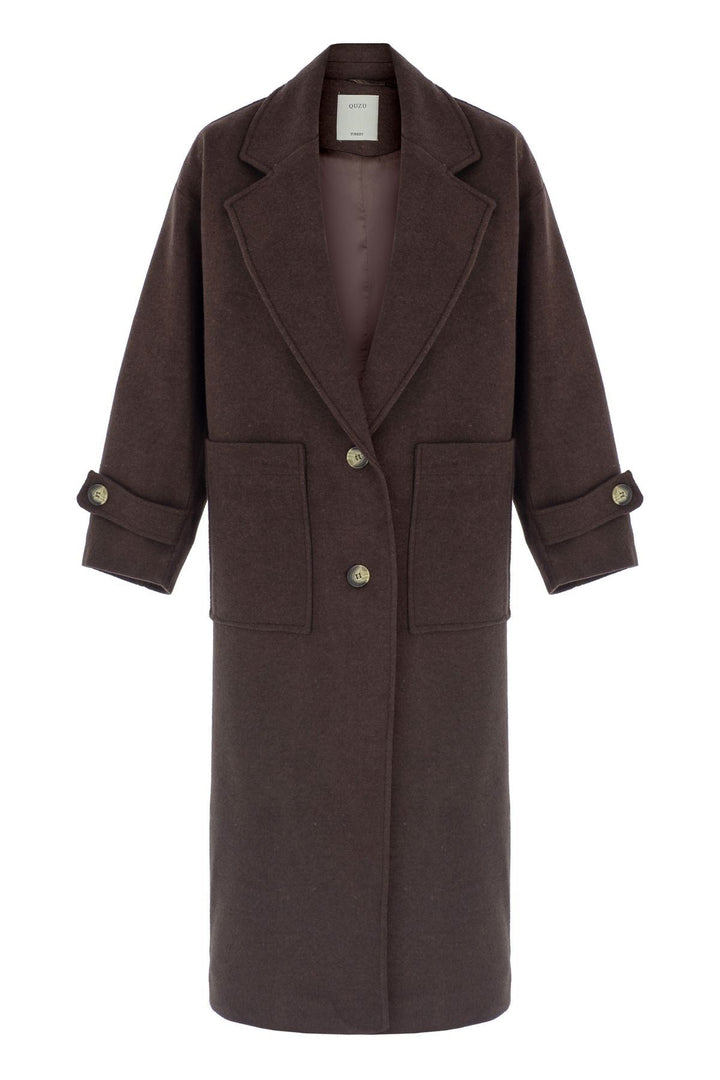 Cepli Uzun Oversize Kaban Kahverengi