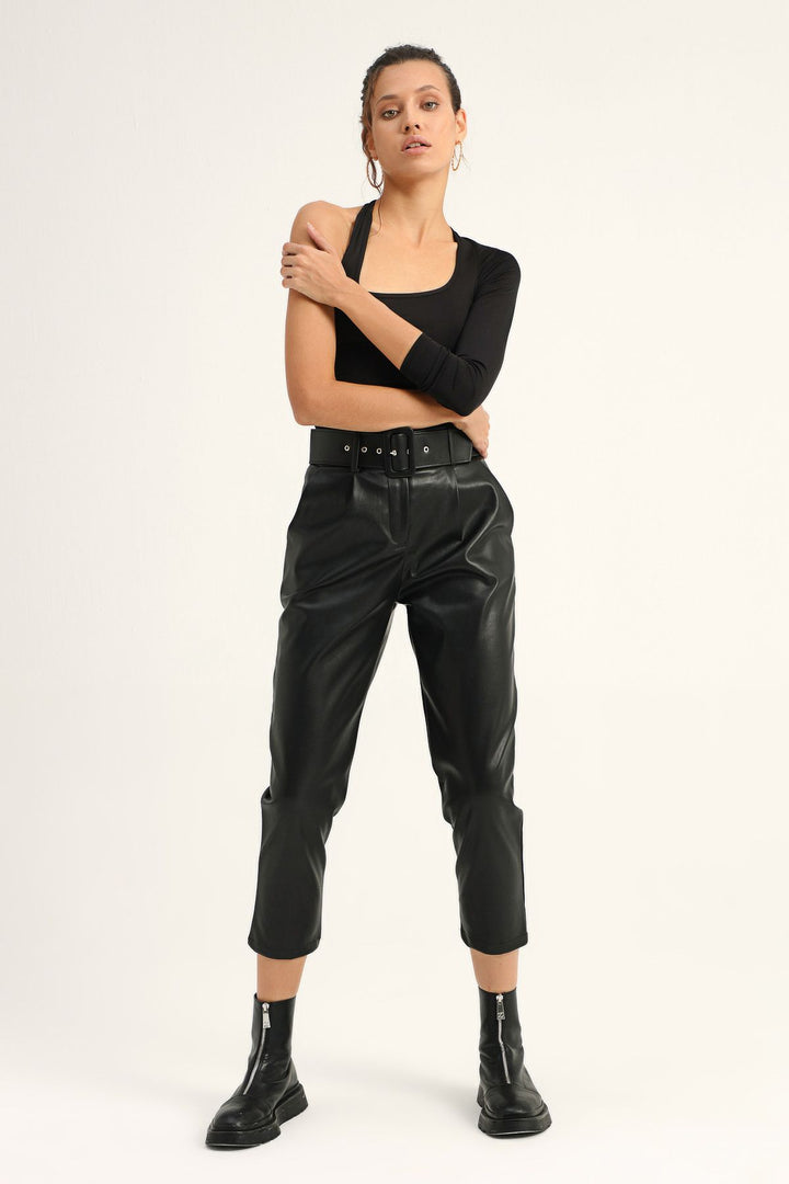 Asymmetric Sleeve Bodysuit Black